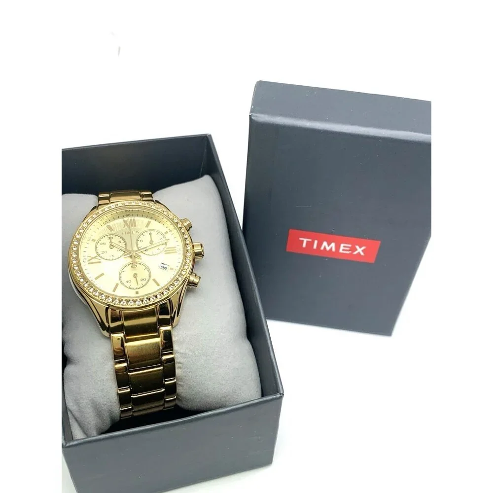 Timex Women's Watch TW2V57800 Quartz Chronograph Gold Dial Stainless Steel 38mm